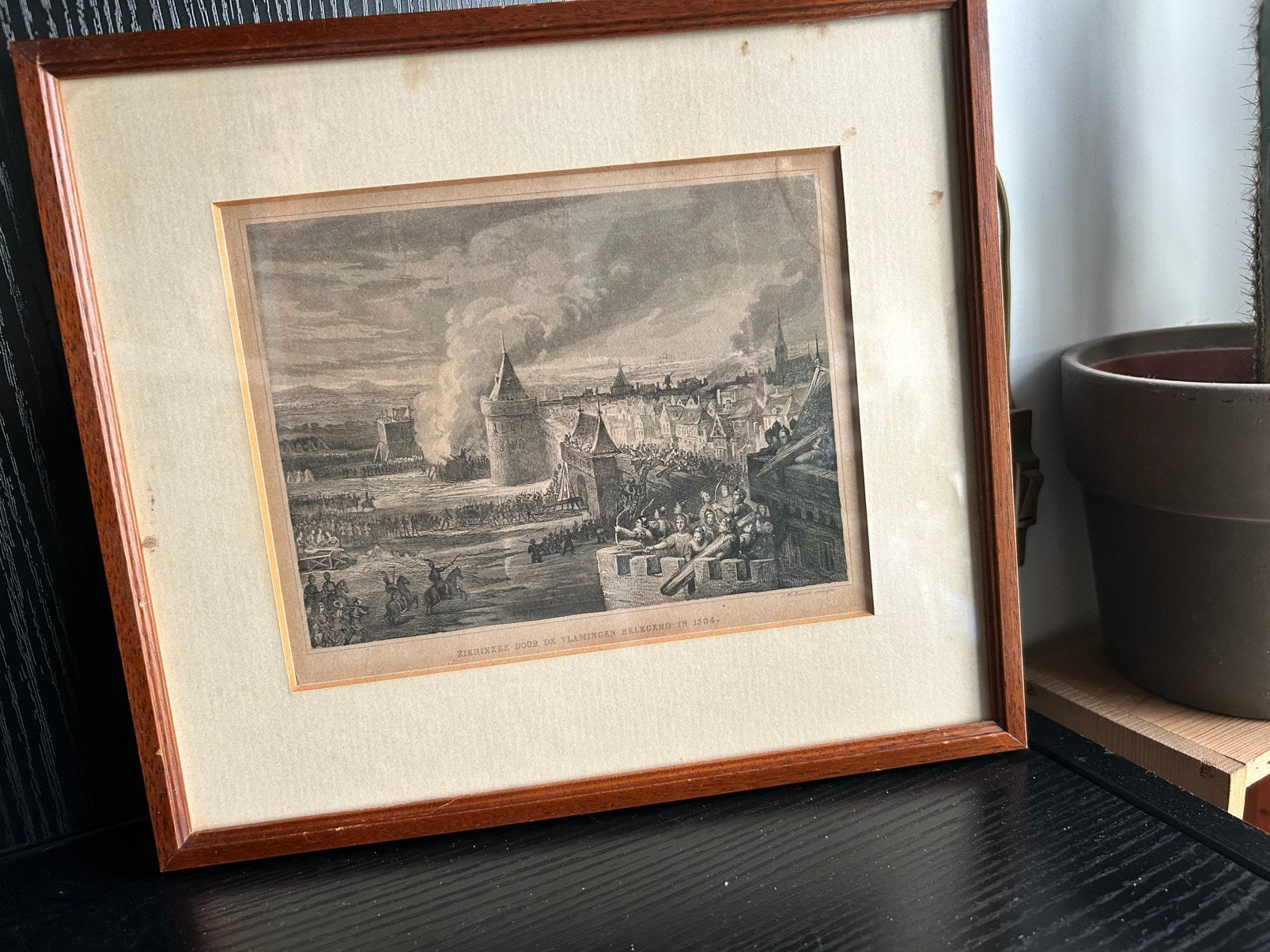 Antieke ingelijste gravure. J.W. Kaiser. Zierikzee, Ophalen