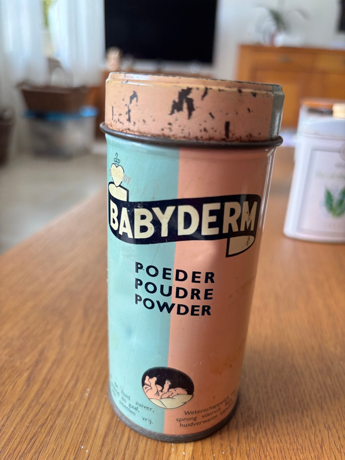 Vintage Babyderm Poeder Blik - Decoratief Verzamelobject, Ophalen of Verzenden