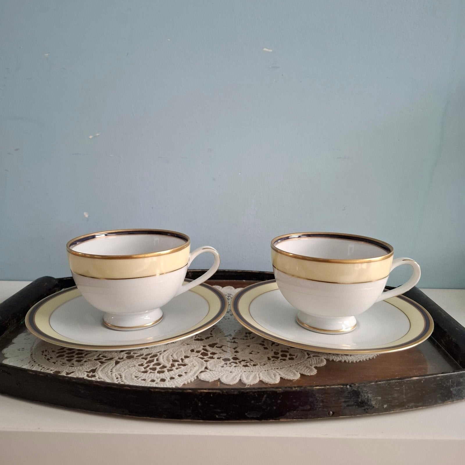Laklain Dankotuwa Porcelain, 2 kop en schotels, Overige merken, Klassiek, Ophalen of Verzenden, Zo goed als nieuw