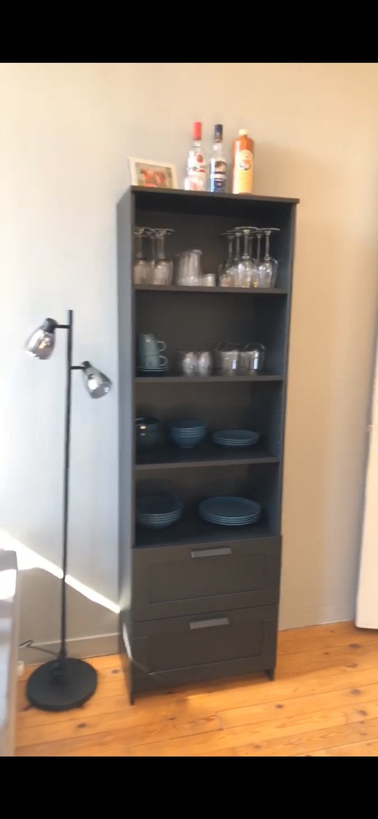 Zwarte kast, Ophalen, Gebruikt, 50 tot 100 cm, Met lade(s)