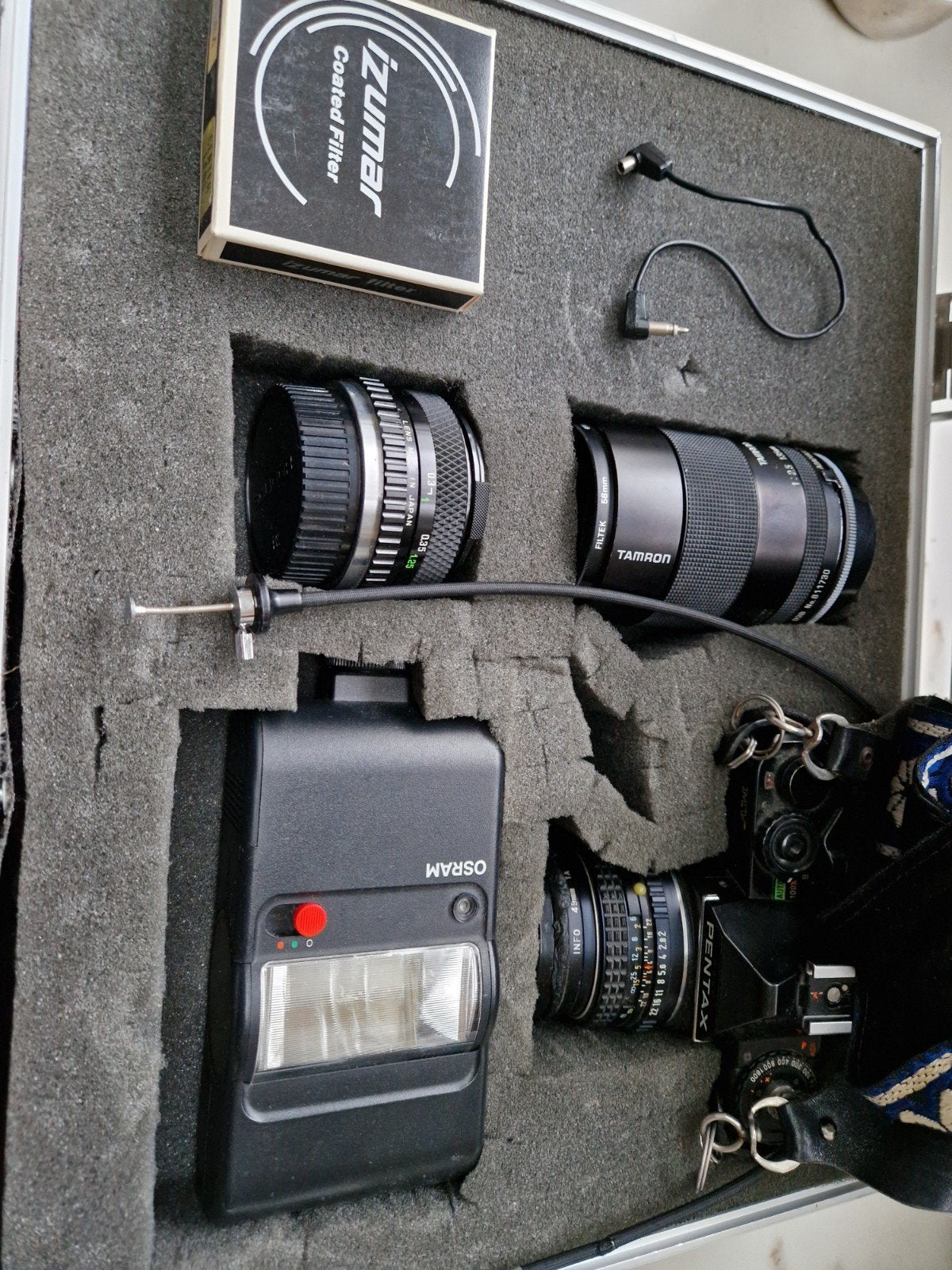 Fotokoffer met inhoud, Audio, Tv en Foto, Fotocamera's Analoog, Ophalen of Verzenden, Spiegelreflex, Pentax