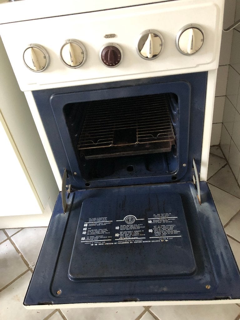 ouderwets gasfornuis met opzetplaatje - functioneel, Ophalen, Gebruikt, Hete lucht, 4 kookzones
