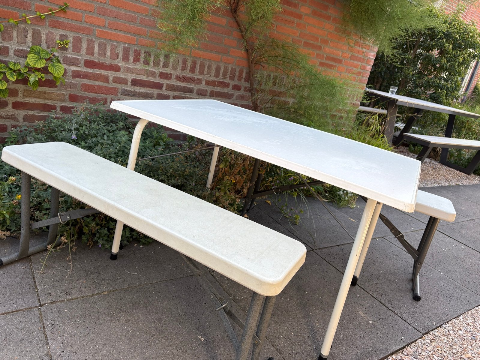 Inklapbare picknicktafel met bankjes, Ophalen, Gebruikt