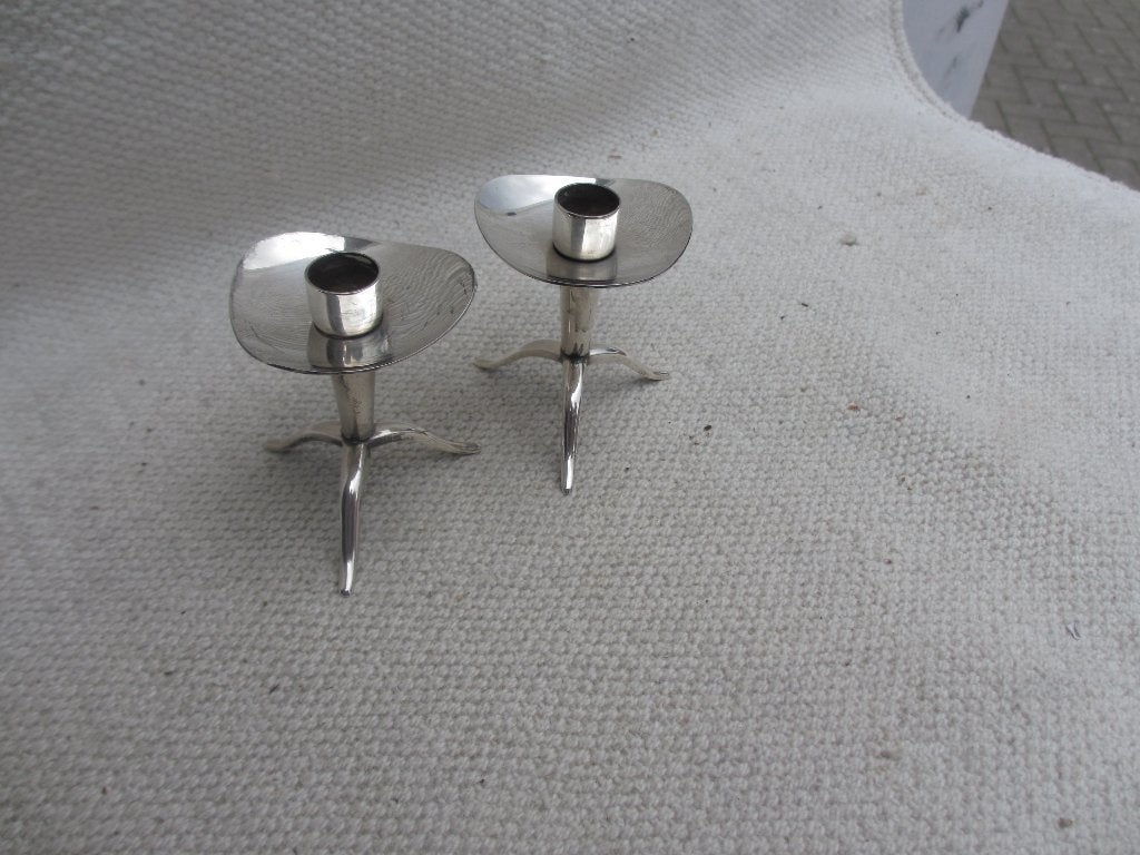 2 st Vintage Keltum design kandelaar verzilverd, Ophalen of Verzenden, Overige materialen