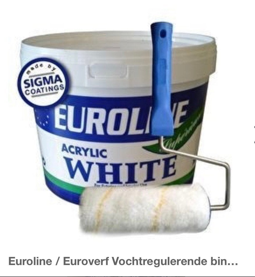 Euroline muuverf ral 9001, mat wit 10l, Ophalen, Wit, Nieuw, Verf