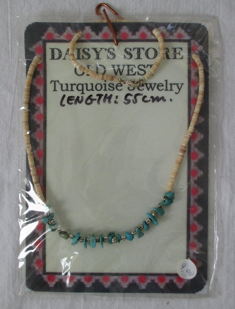 Halsketting Old West Style met turquoise kralen en schelpen., Ophalen of Verzenden, Nieuw, Overige materialen