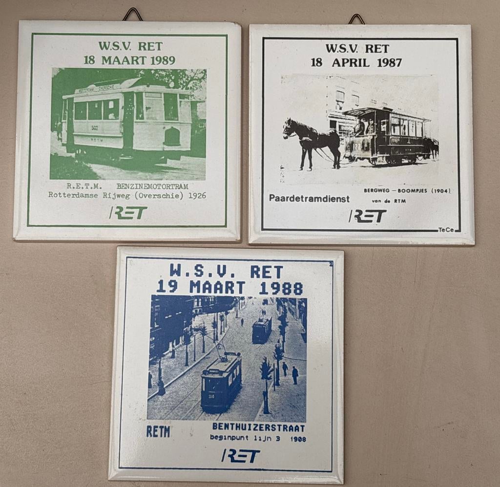 Set van 3 RET Tegels - Tram Afbeeldingen, Ophalen of Verzenden