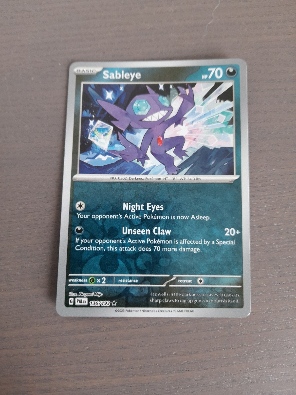 paldea evolved 136/193 sableye reverse, Ophalen of Verzenden, Zo goed als nieuw, Losse kaart, Foil