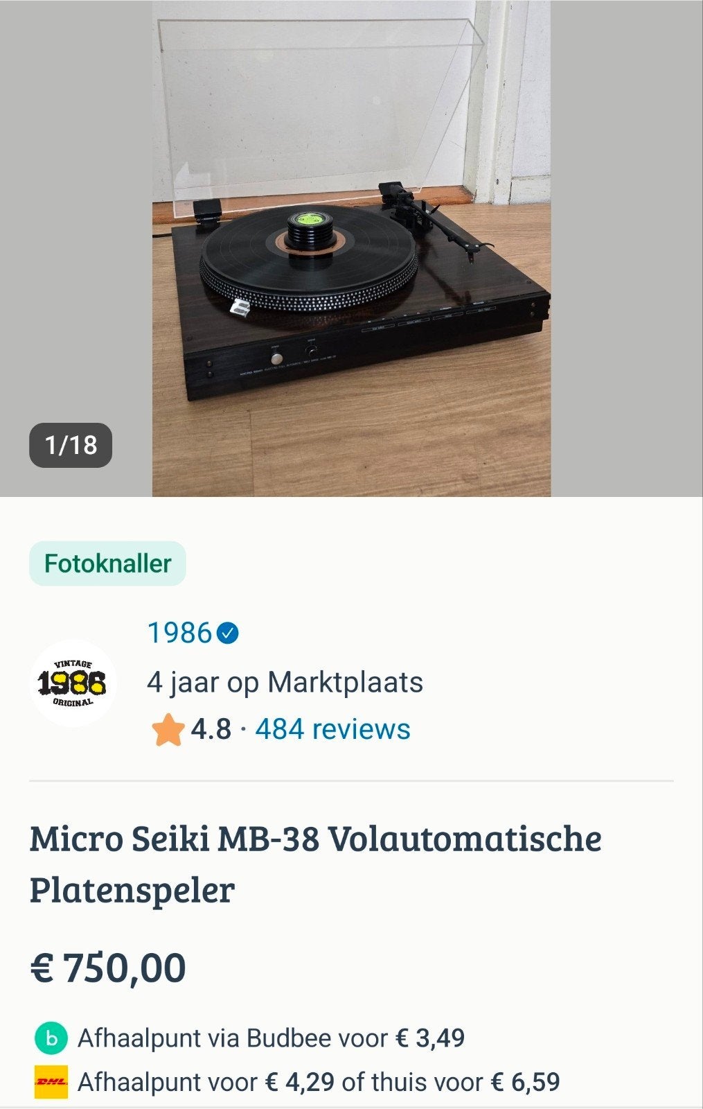 Micro Seiki MB-38 & MR-622 Platenspelers, Ophalen
