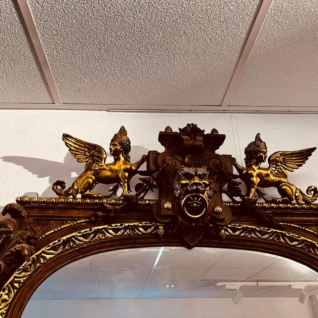 Antieke spiegel met gouden ornamenten, Antiek en Kunst, Antiek | Spiegels, Ophalen of Verzenden, Rechthoekig, 100 tot 150 cm, 150 tot 200 cm
