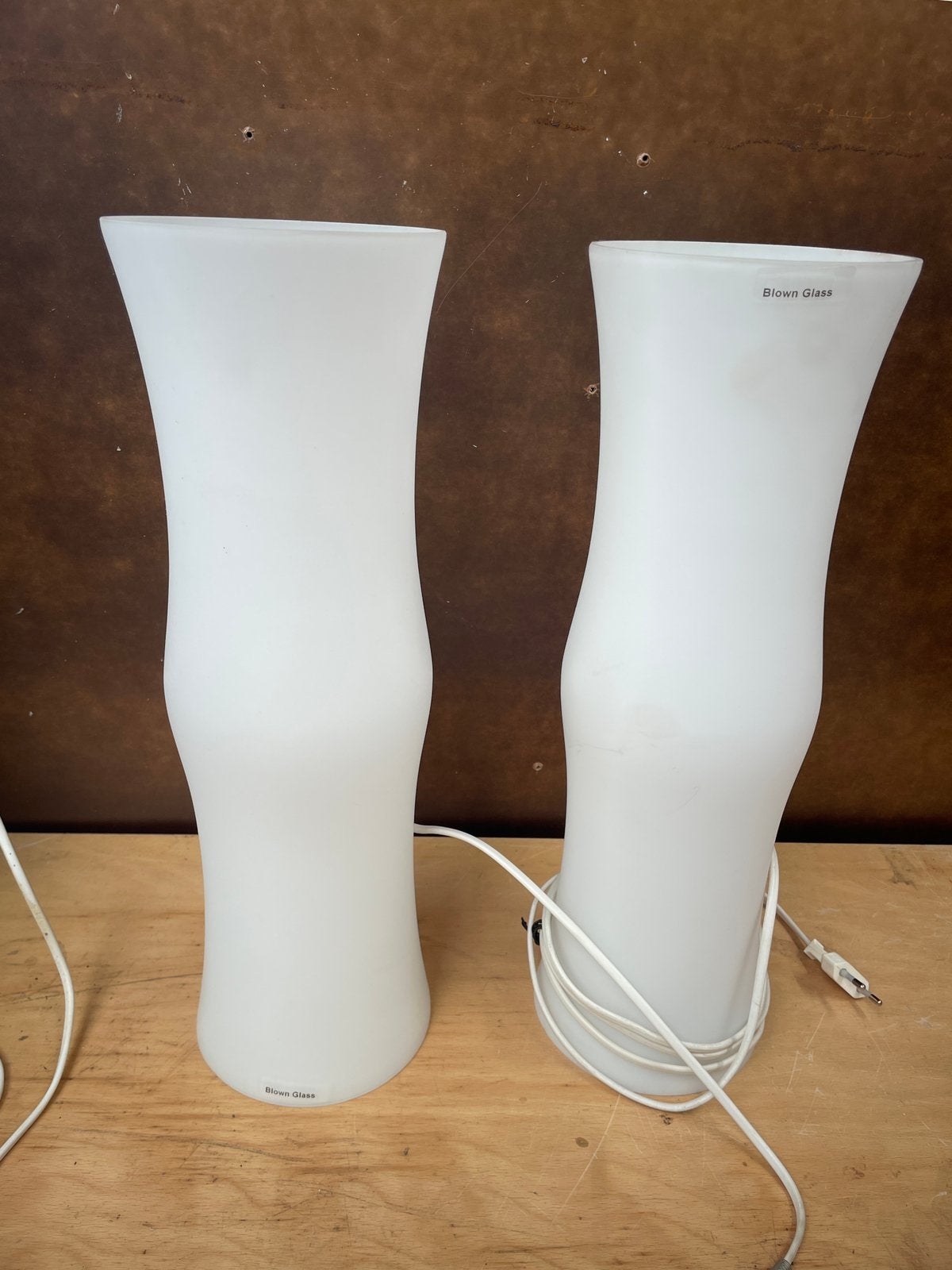 Vintage tafellampen wit glas , made in Denmark by Frandsen., Ophalen, Wit, Design, Glas