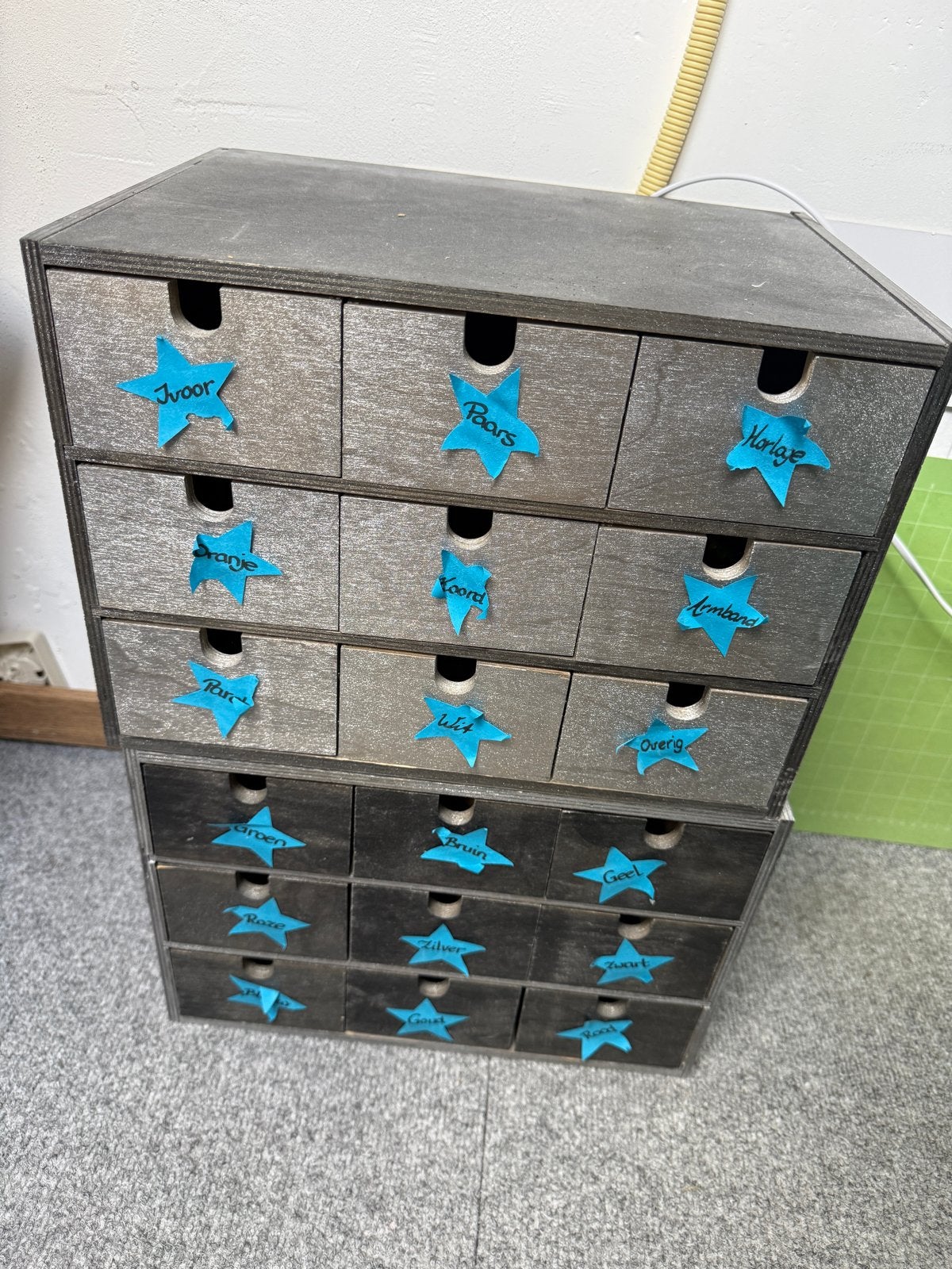 2x IKEA Moppe houten ladekastje, Minder dan 50 cm, Gebruikt, 5 laden of meer, Ophalen of Verzenden
