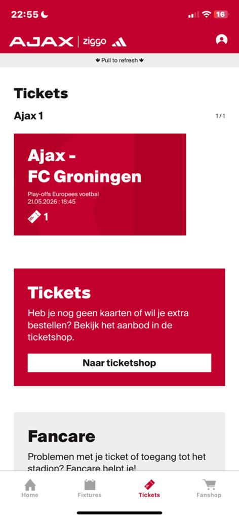 1 kaart Ajax-Fc Groningen. Jaap Jonk tribune., Tickets en Kaartjes, Eén persoon