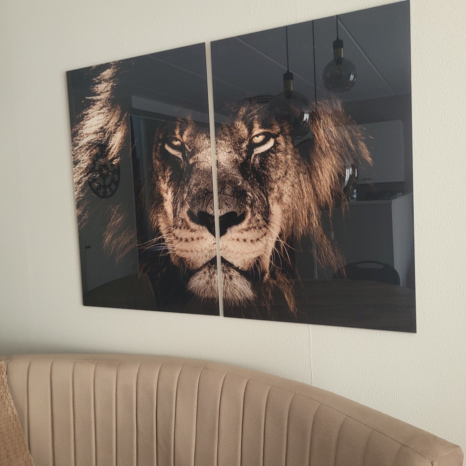 Schilderij Leeuw 2 luik, Ophalen of Verzenden, Zo goed als nieuw, Schilderij