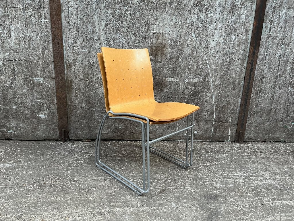 Gebruikte houten/stalen stoelen - Kembo Cyclus, Gebruikt, Twee, Bruin, Hout