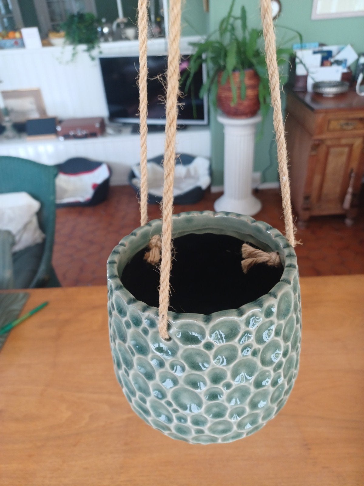 hang bloempot hoogte14 cm doorsnede 14cm, Tuin en Terras, Overige materialen, Gebruikt, Minder dan 30 cm, Binnen