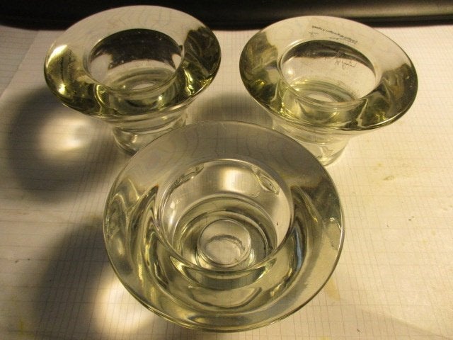 Kandelaar 3x glas k hagberg / m hagberg aan 2 kanten, Ophalen of Verzenden