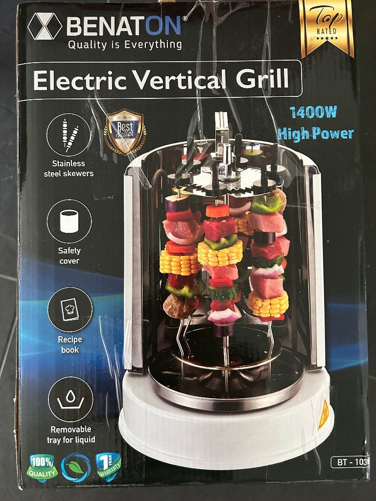 Benaton Elektrische Verticale Grill - 1400W, Ophalen, Uitneembare platen, Nieuw