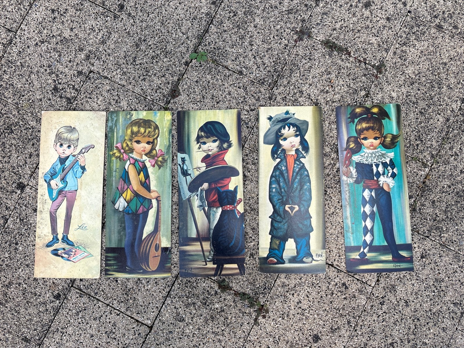 Vintage 1960s Big Eye wall plaques, Eden en Lee,, Antiek en Kunst, Kunst | Schilderijen | Klassiek, Paneel, Portret of Personen