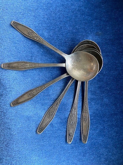 verzilverde Artdeco lepels bestek theelepeltjes tafelzilver, Ophalen of Verzenden