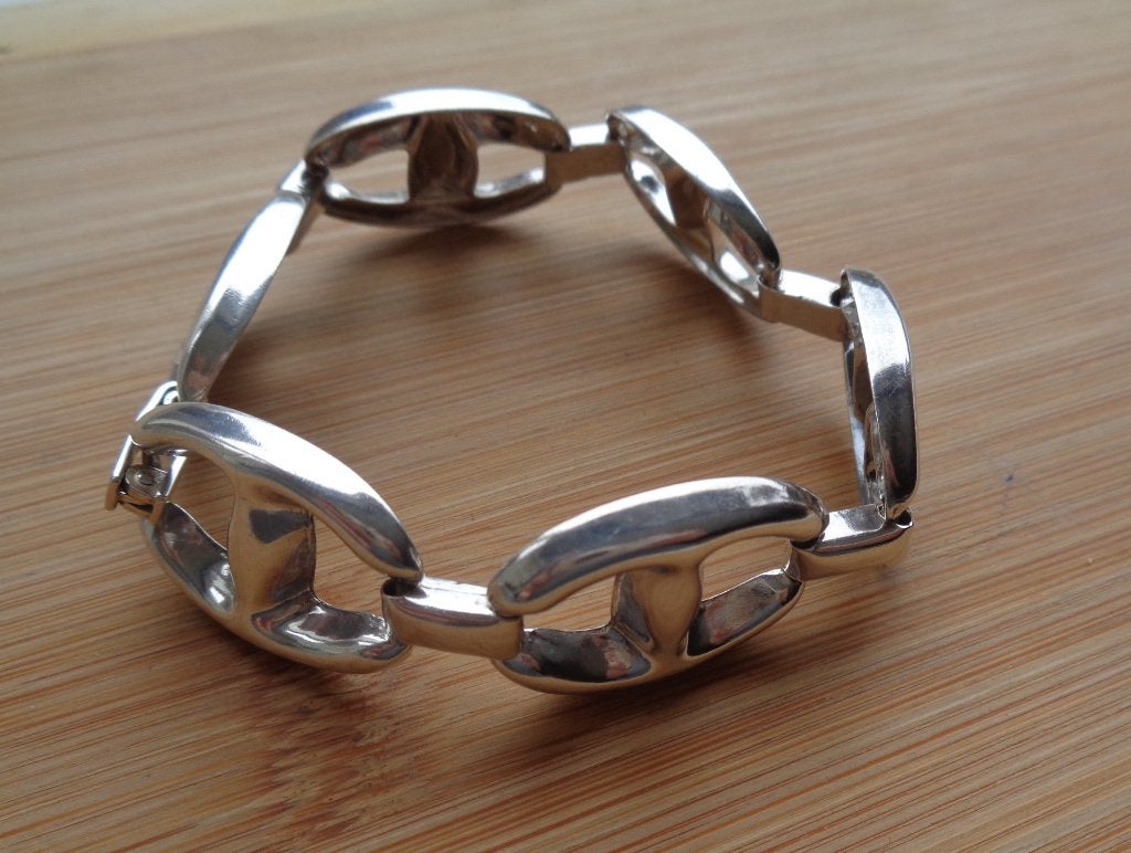zilveren armband met grote schakels [637], Verzenden, Zo goed als nieuw, Zilver, Zilver
