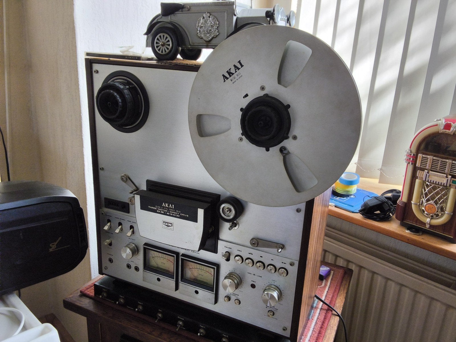 Akai GX-630D Bandrecorder - Vintage Hifi, Ophalen, Bandrecorder, Met banden