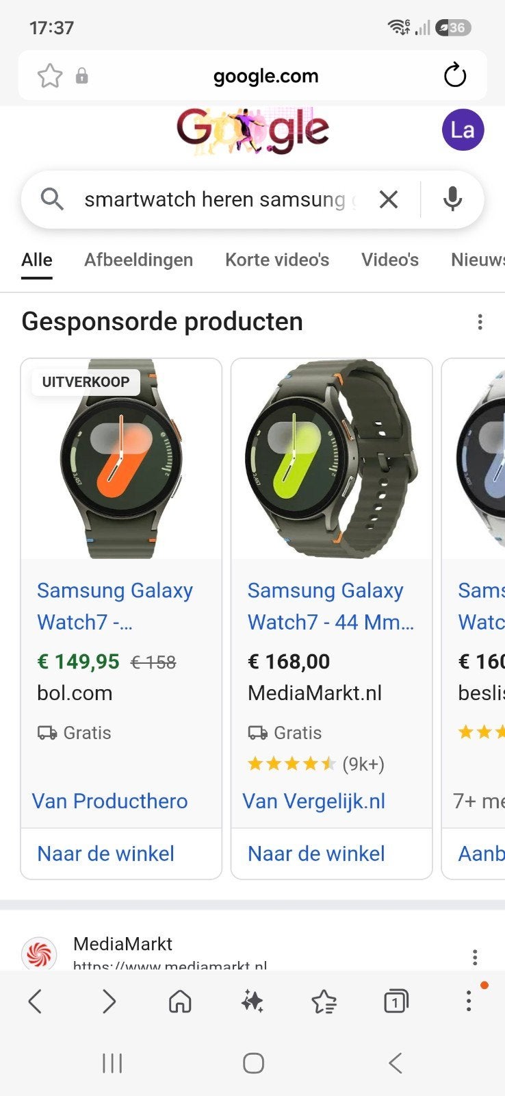 Samsung smartwatch 7, Zwart, Ophalen of Verzenden, Zo goed als nieuw, Conditie