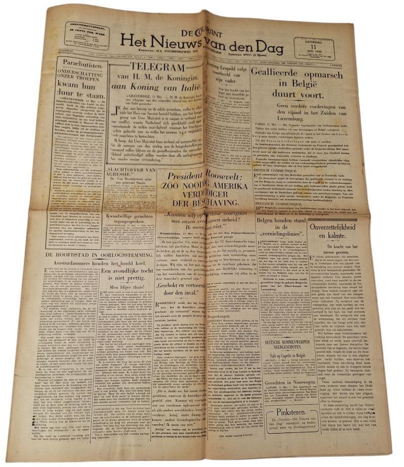 nederlandse ww2 krant 11 mei 1940, Ophalen of Verzenden, Overige soorten, Nederland, Boek of Tijdschrift