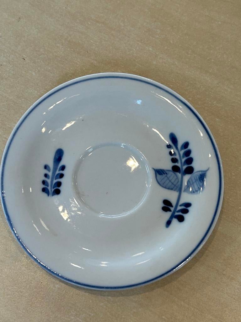 Vintage Russisch Porseleinen Schoteltje - Blauw Wit, Antiek en Kunst, Antiek | Porselein, Ophalen of Verzenden