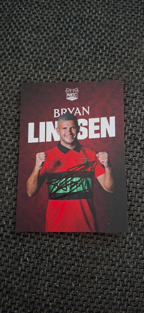 Spelerskaart met handtekening; Bryan Linssen # NEC Feyenoord, Verzamelen, Sportartikelen en Voetbal, Ophalen of Verzenden, Nieuw
