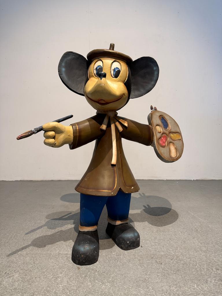 Houten jaren 50 Mickey Mouse, hoogte 95 cm, Ophalen, Gebruikt, Dier
