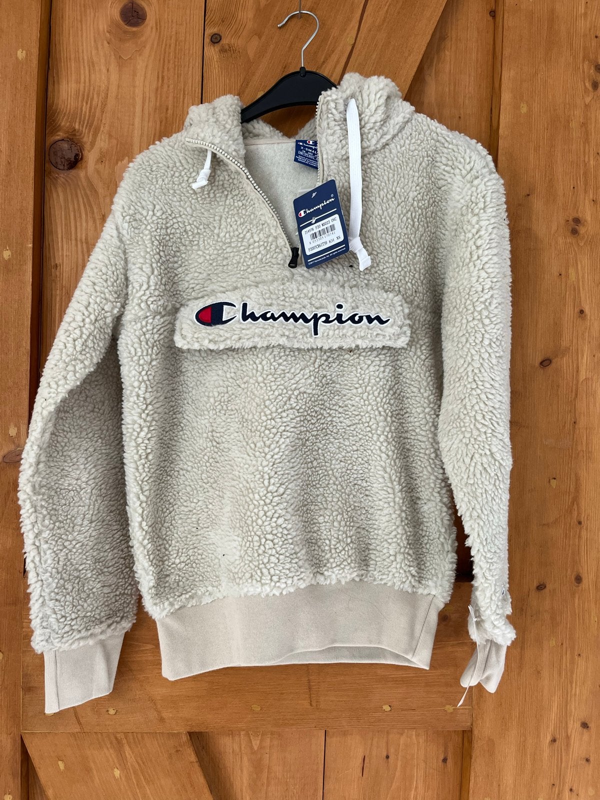 Champion Sherpa Hoodie - Nieuw met labels - Maat XS, Kleding | Dames, Ophalen of Verzenden, Nieuw, Maat 34 (XS) of kleiner, Beige