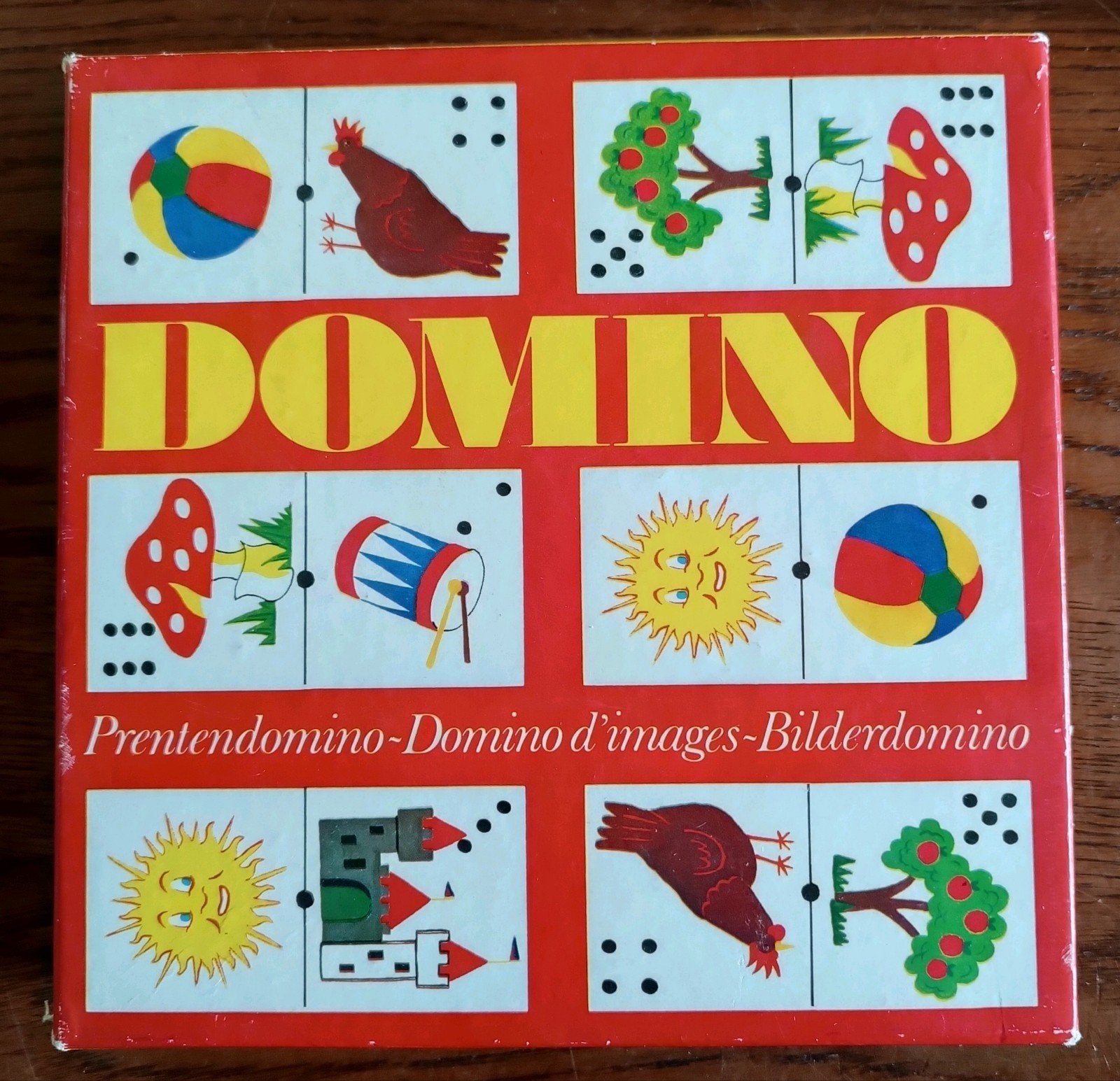 Vintage Prenten Domino Spel Jaren '70 - Papita, Een of twee spelers, Ophalen of Verzenden, Gebruikt, Papita