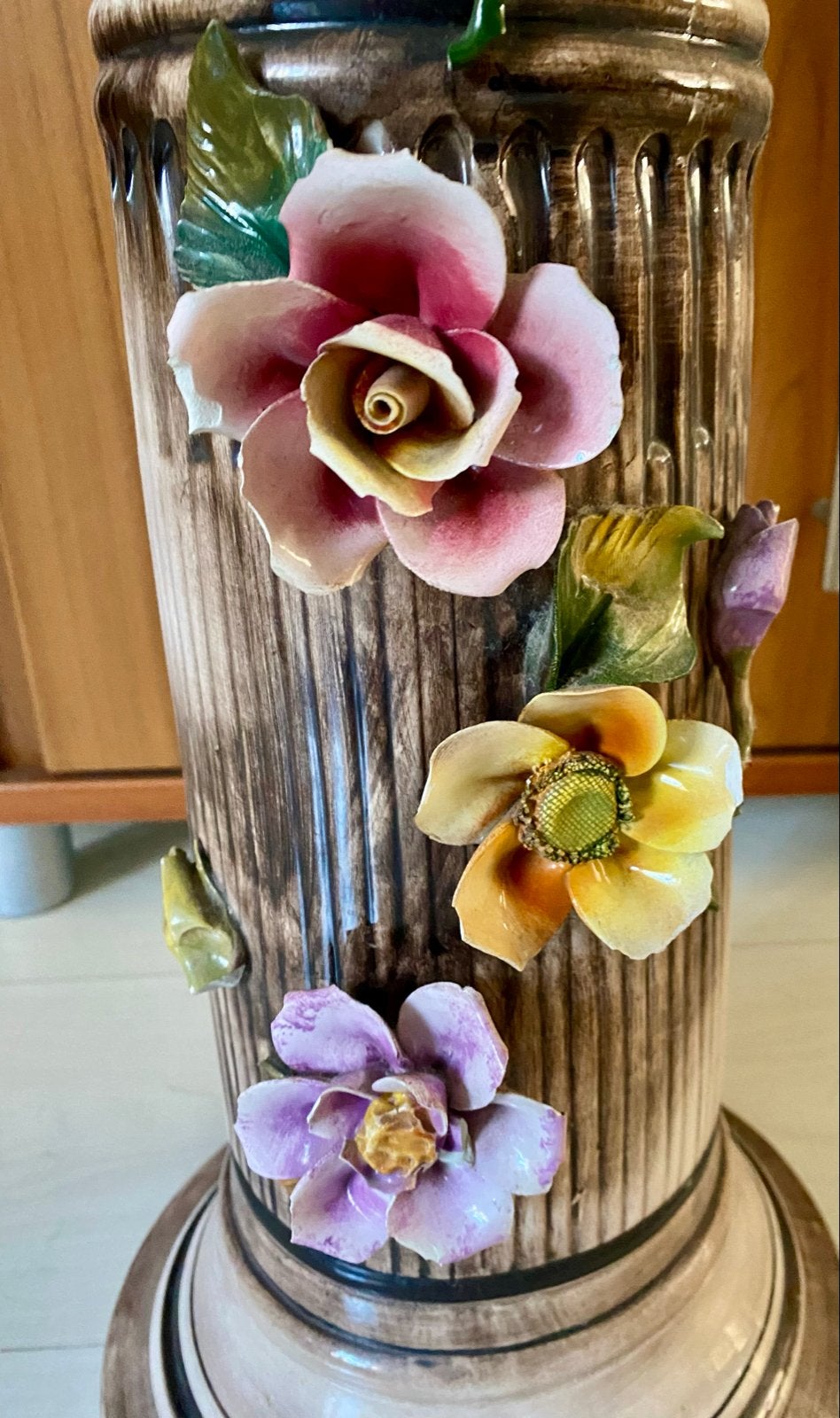 Vintage Capodimonte Vaas & Pilaar – Handgemaakt Italië, Ophalen