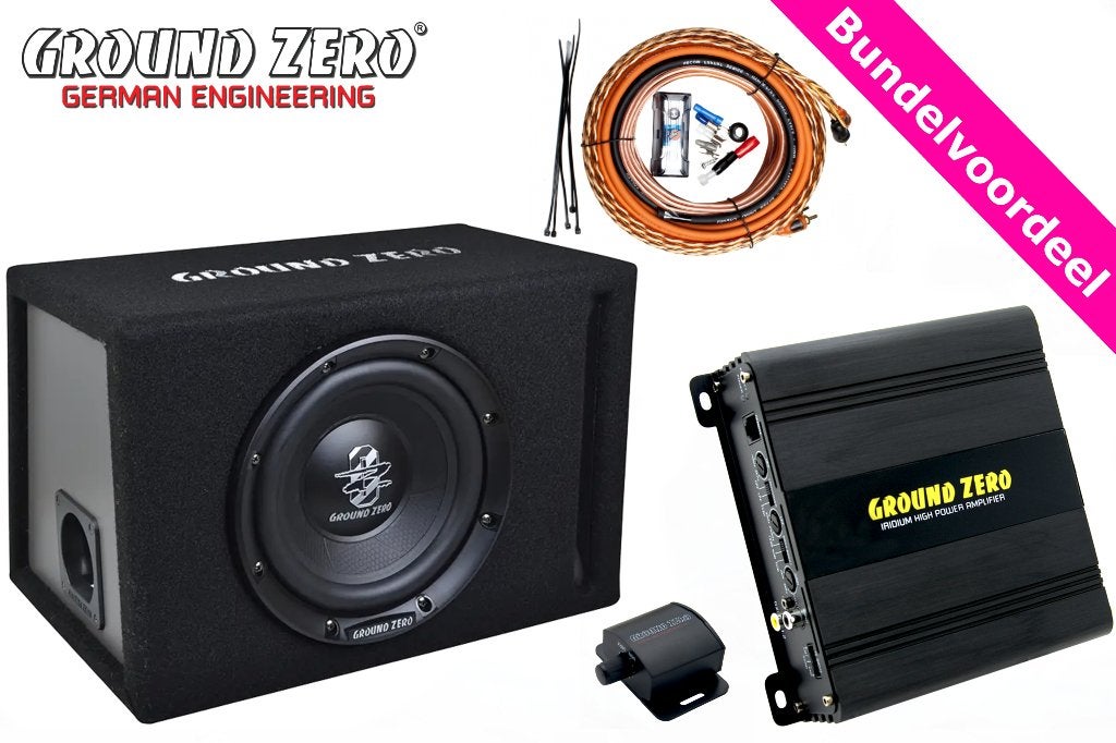 Ground Zero GZIB 20BR Subwoofer + Versterker + Kabelset, ., Nieuw, Ophalen of Verzenden, .