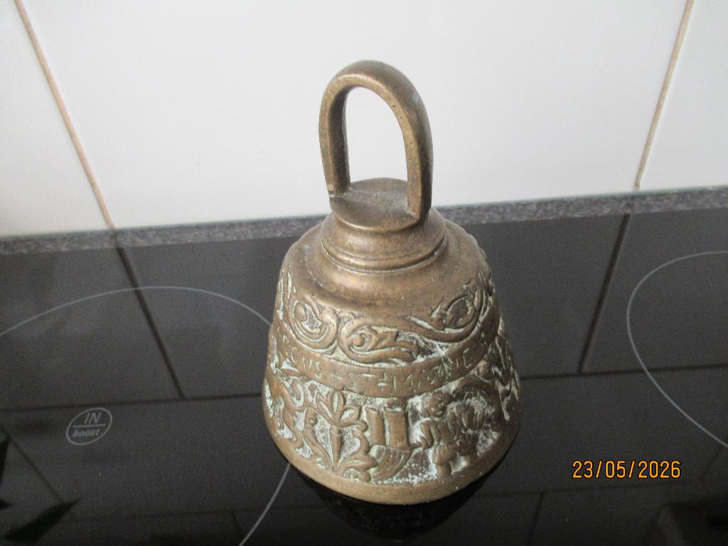 OUDE KOPEREN APOSTELBEL   met INSCRIPTIE 4 EVANGELISTEN, Antiek en Kunst, Antiek | Koper en Brons, Ophalen of Verzenden, Koper