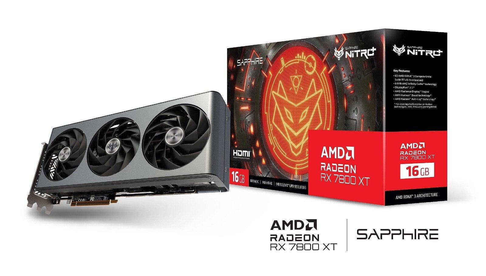 Sapphire RX 7800 XT Nitro+ 16GB Videokaart, Ophalen, AMD, GDDR6, PCI-Express 4