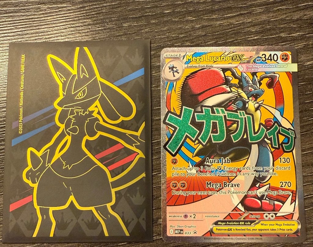 VERKOCHT. Mega Lucario EX 033 Promo 2026, Ophalen of Verzenden, Zo goed als nieuw, Losse kaart, Foil