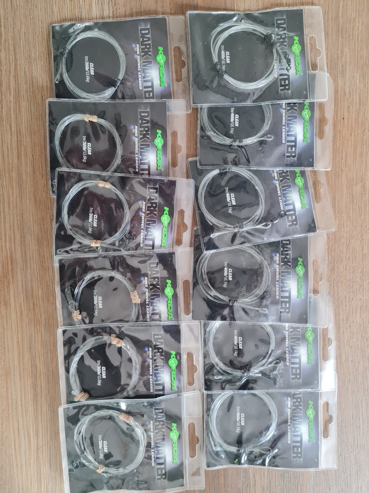 12x Korda Clear Leaders Ring Swivel 30 & 40 lb 1 meter, Ophalen of Verzenden, Nieuw, Vislijn