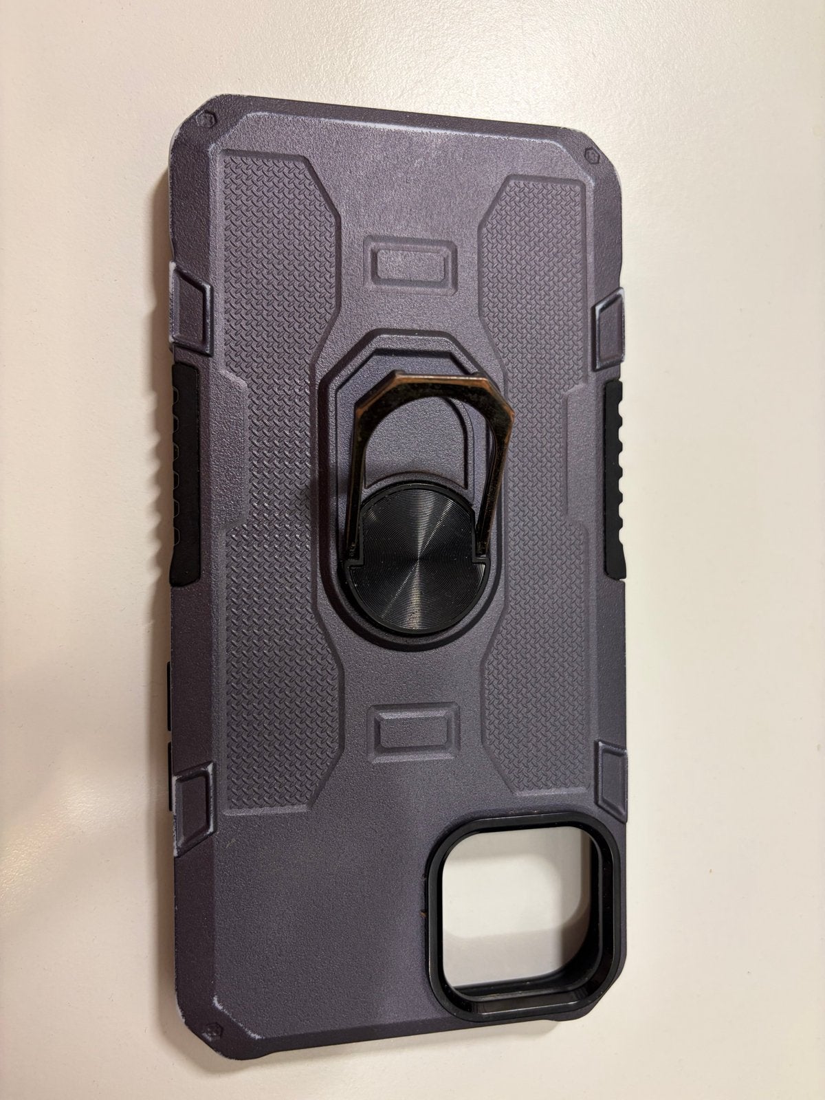Robuust iPhone 14 Plus (vergelijkbare) hoesje met ringhouder, IPhone 14 Plus, Gebruikt, Hoesje of Tasje, Grijs