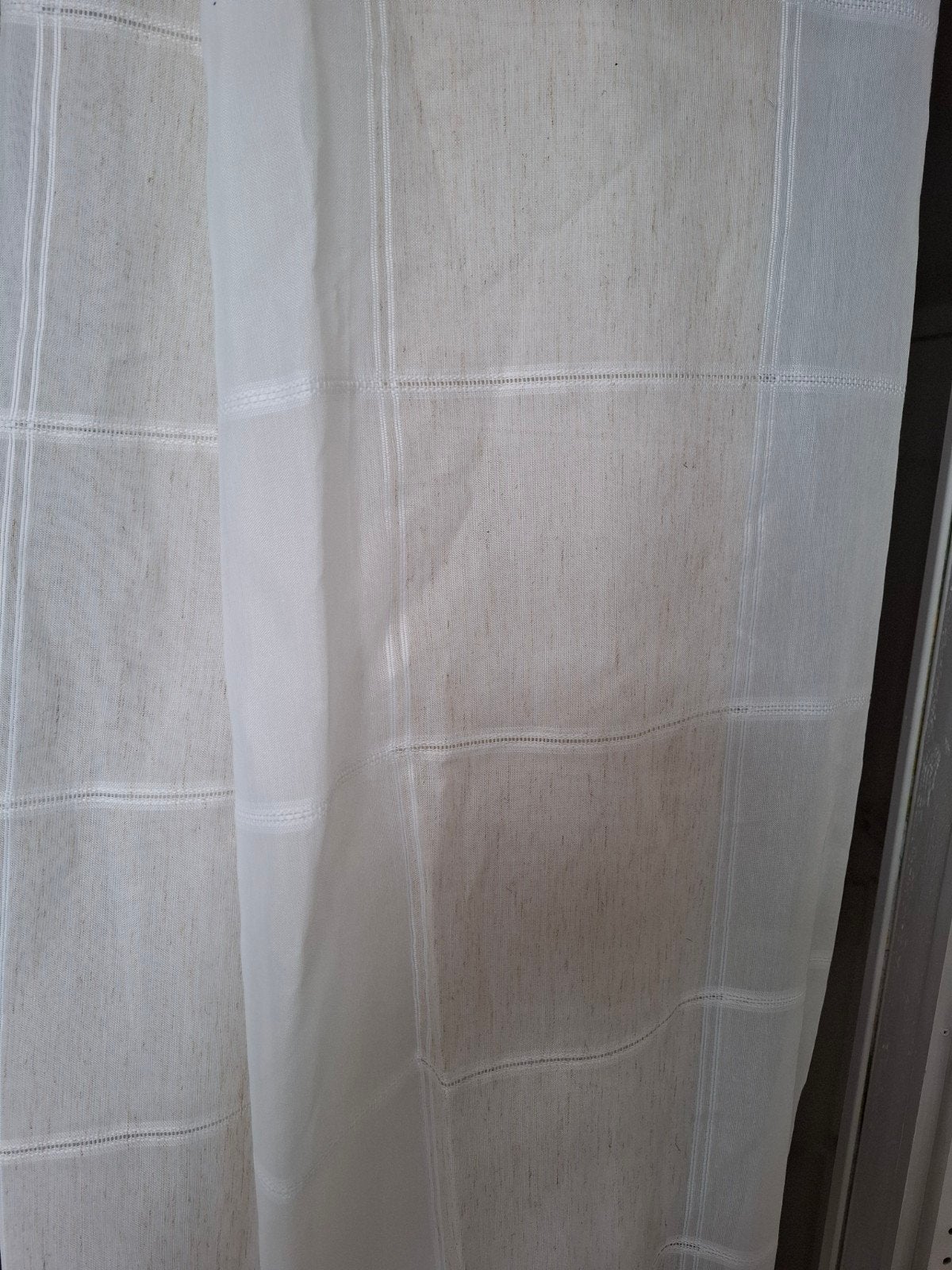 Nieuwe lichtdoorlatende vitrage met ruitpatroon, Ophalen, Gebruikt, Lichtdoorlatend, Polyester