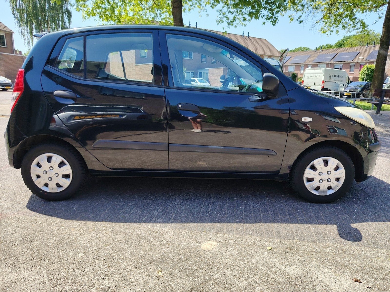 Hyundai i10 1.1 I 5DR 2008 Zwart, Auto's, Voorwielaandrijving, Stof, 31 €/maand, 4 cilinders