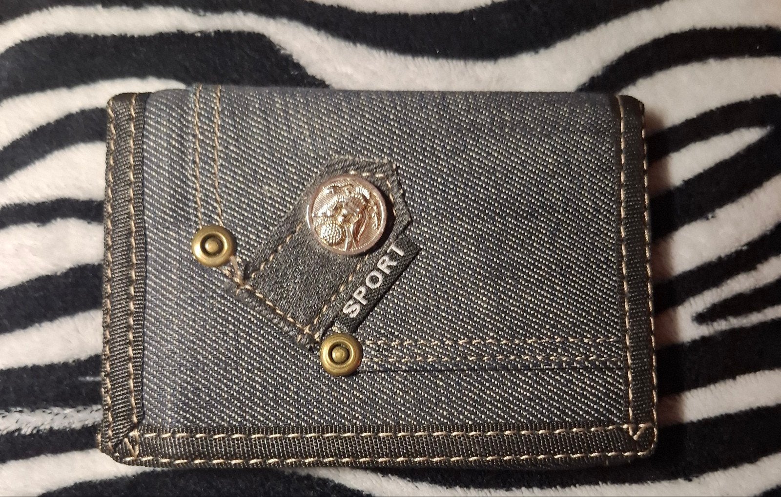 Nieuwe jeans portemonnee met klittenband sluiting, Ophalen of Verzenden, Nieuw, Blauw, Overige merken