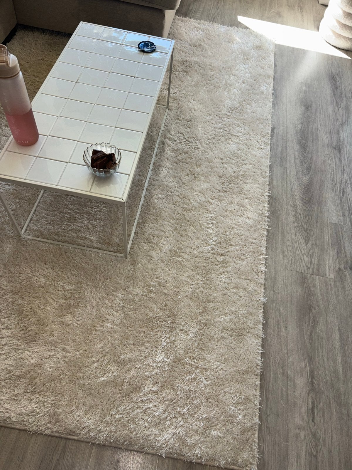 Beige hoogpolig vloerkleed - 160 x 240 cm, Huis en Inrichting, Ophalen, Gebruikt, Beige, 200 cm of meer