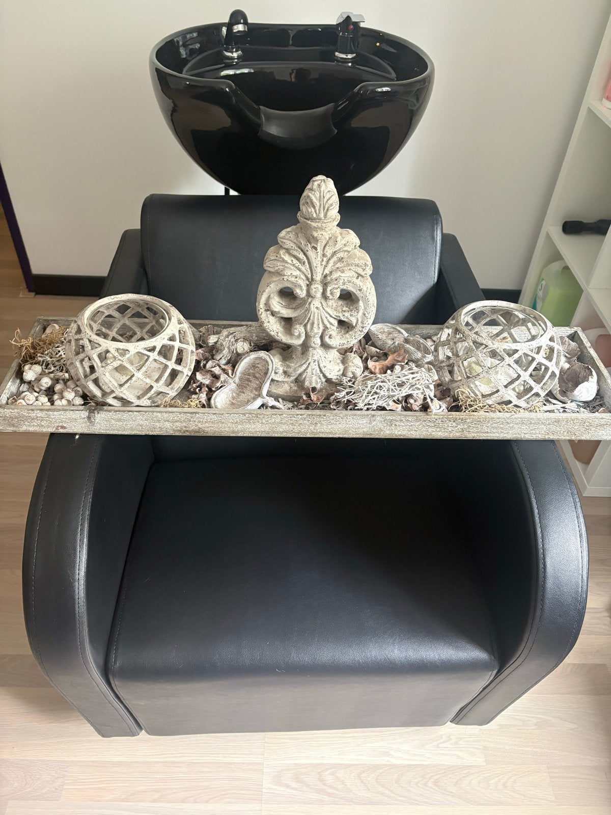 Tafelstuk met stenen ornament en windlichten, Ophalen, Gebruikt, Landelijk, Grijs