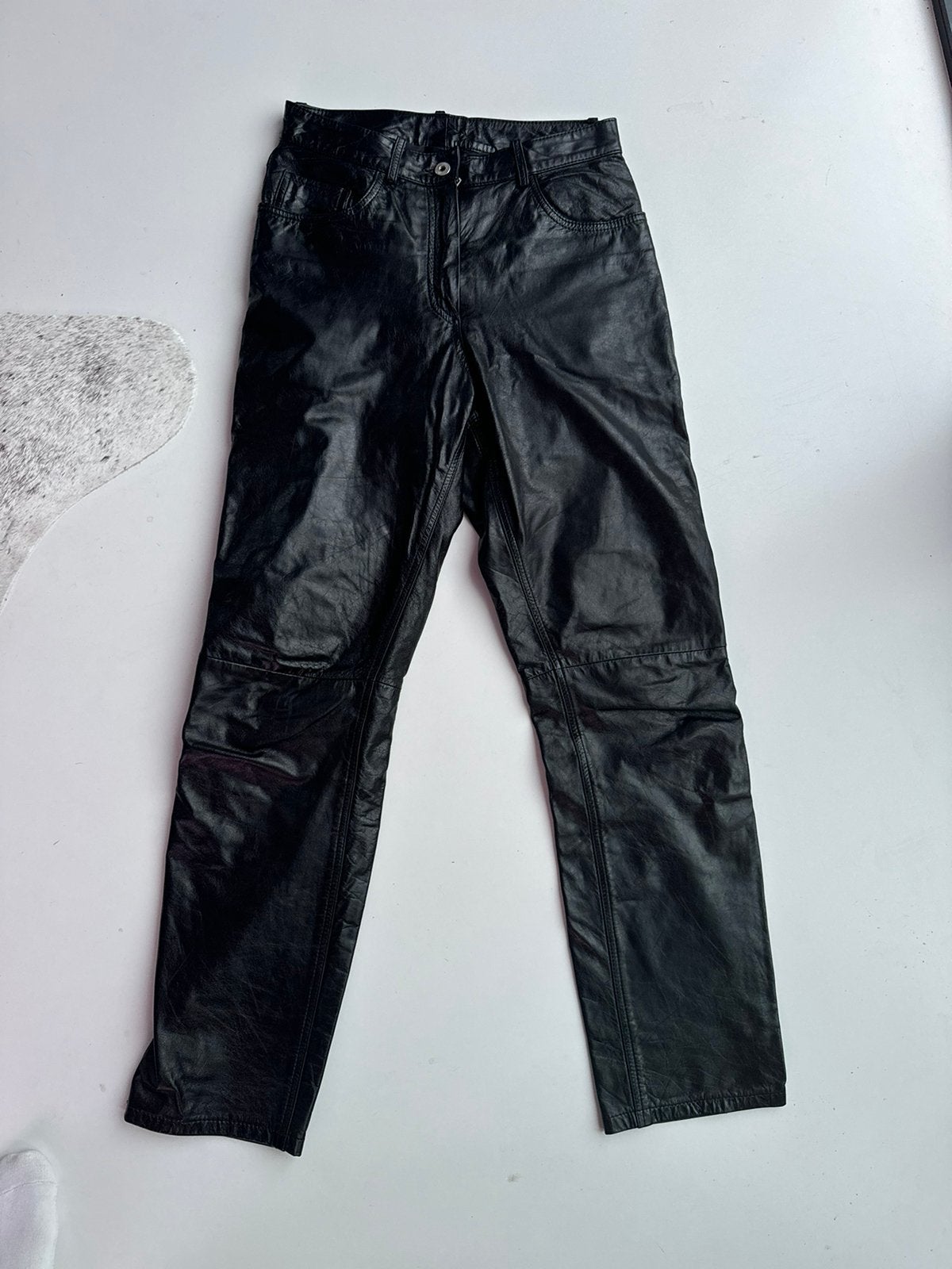 Vintage Mustang Echt Leren Broek, Ophalen of Verzenden, Zo goed als nieuw, Zwart, Lang