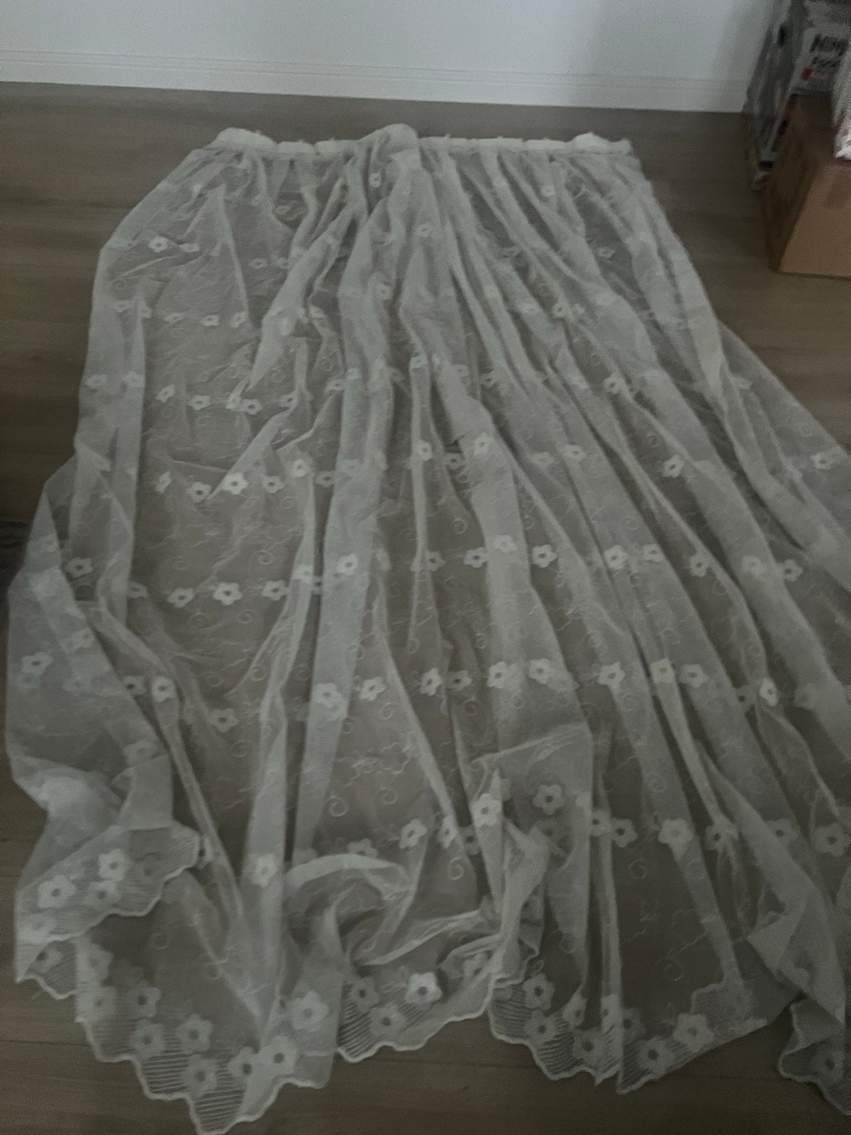 Lichte vitrage met bloemmotief, Vitrage, Gebruikt, Wit, Ophalen of Verzenden