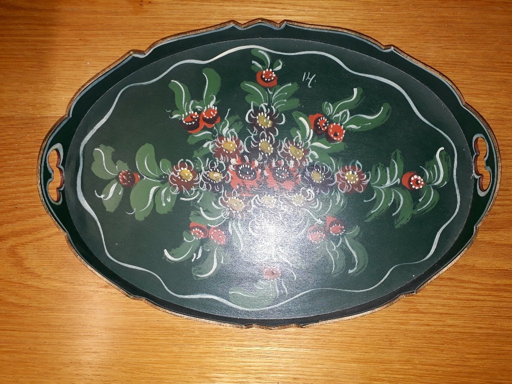 Dienblad met hinderloopen schildering., Met handvatten, Ophalen of Verzenden, Zo goed als nieuw, Dienblad
