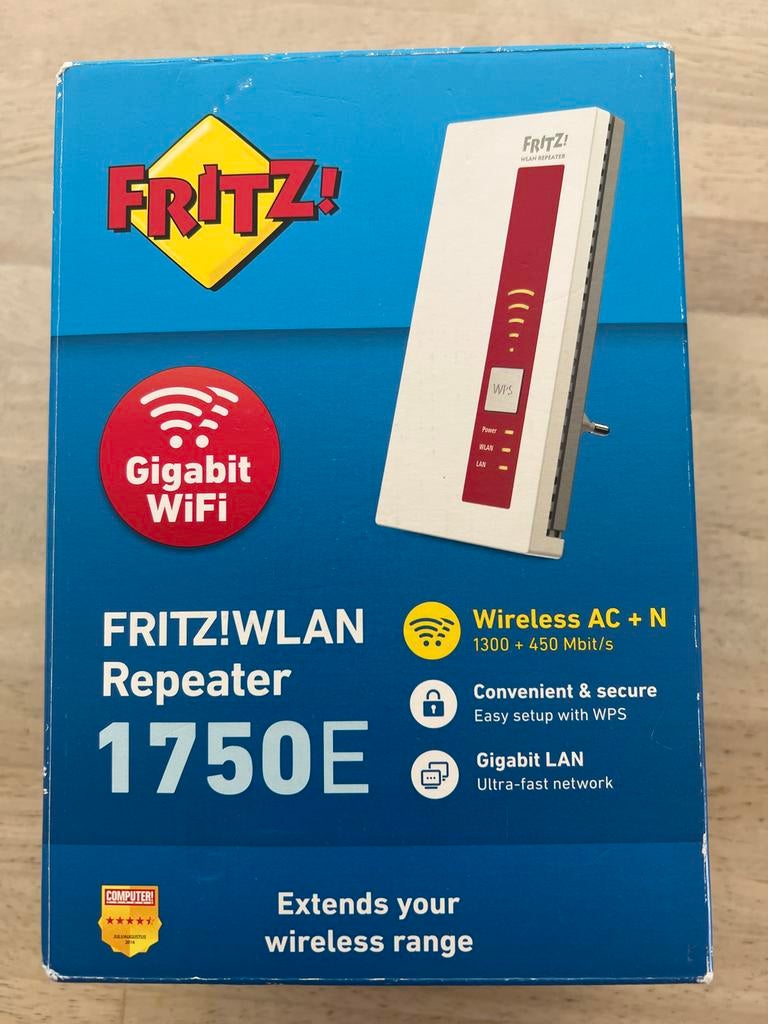 Nieuwe FRITZ!WLAN Repeater 1750E Gigabit Wifi versterker, Computers en Software, WiFi-versterkers, Ophalen of Verzenden, Nieuw