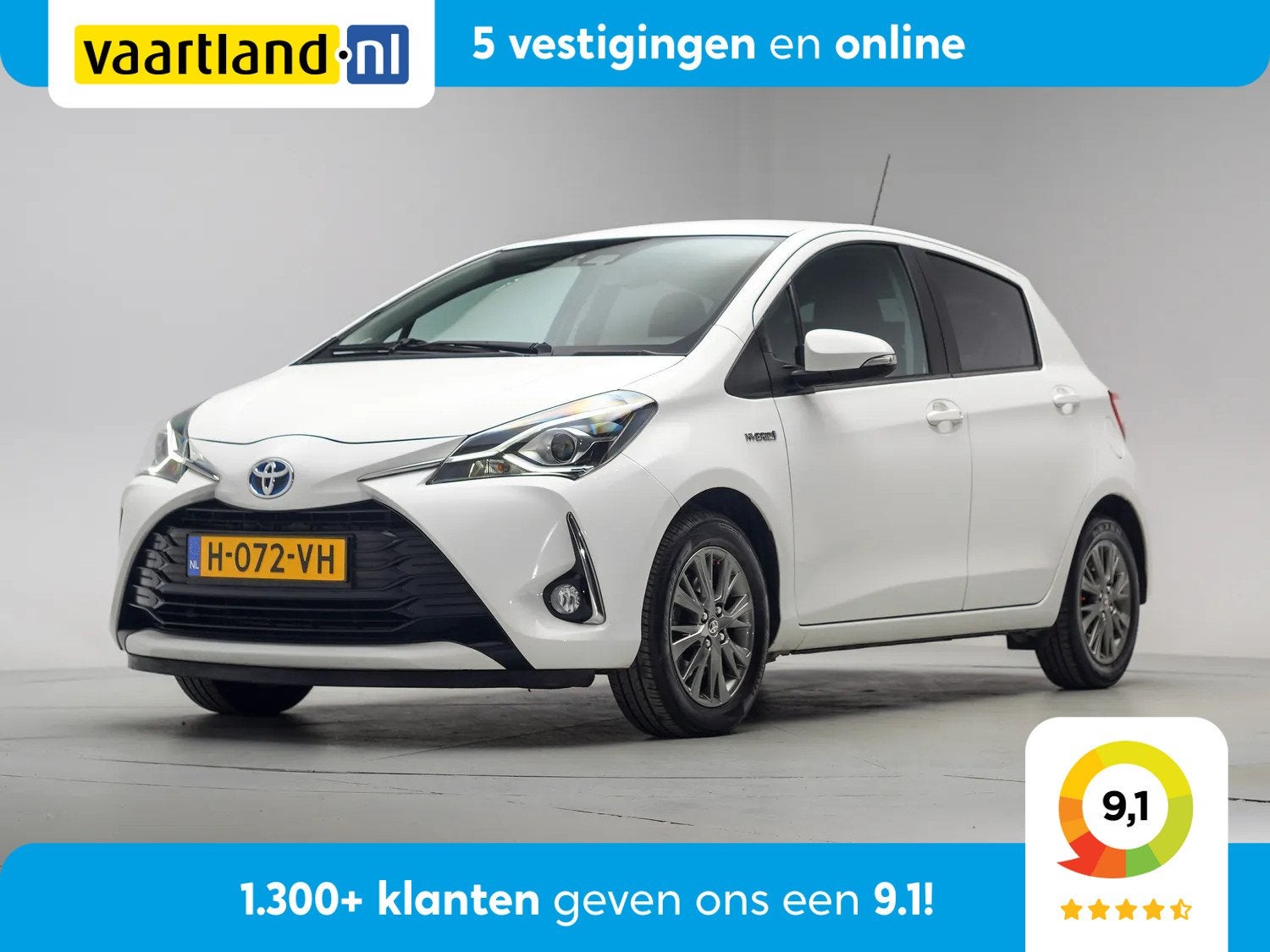 Toyota Yaris 1.5 Hybrid Dynamic [ Navigatie Cruise control K, Auto's, Automaat, 1497 cc, 4 cilinders, Wit